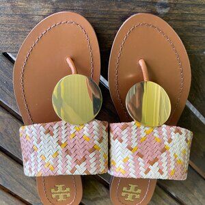 Tory Burch Patos Disk Sandal Woven in Neutral Size 7